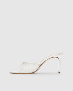 Celeste 80 Mule in White Lace