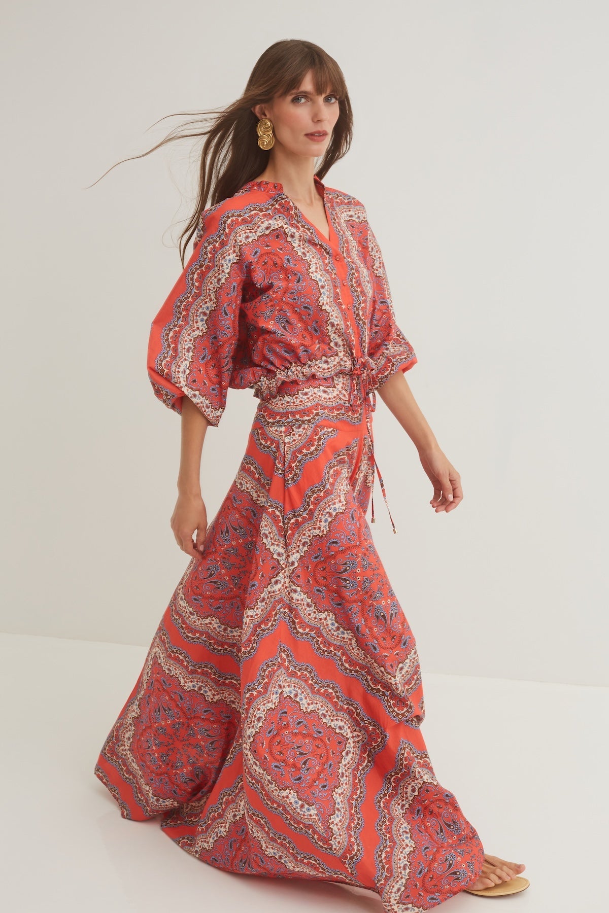 Gabriella Skirt in Paisley Scarf Coral