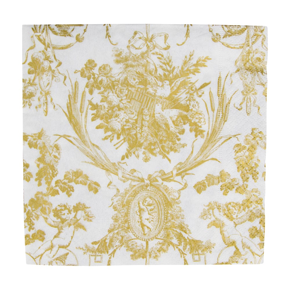 Romantic Toile Gold Luncheon Napkins, Set of 20