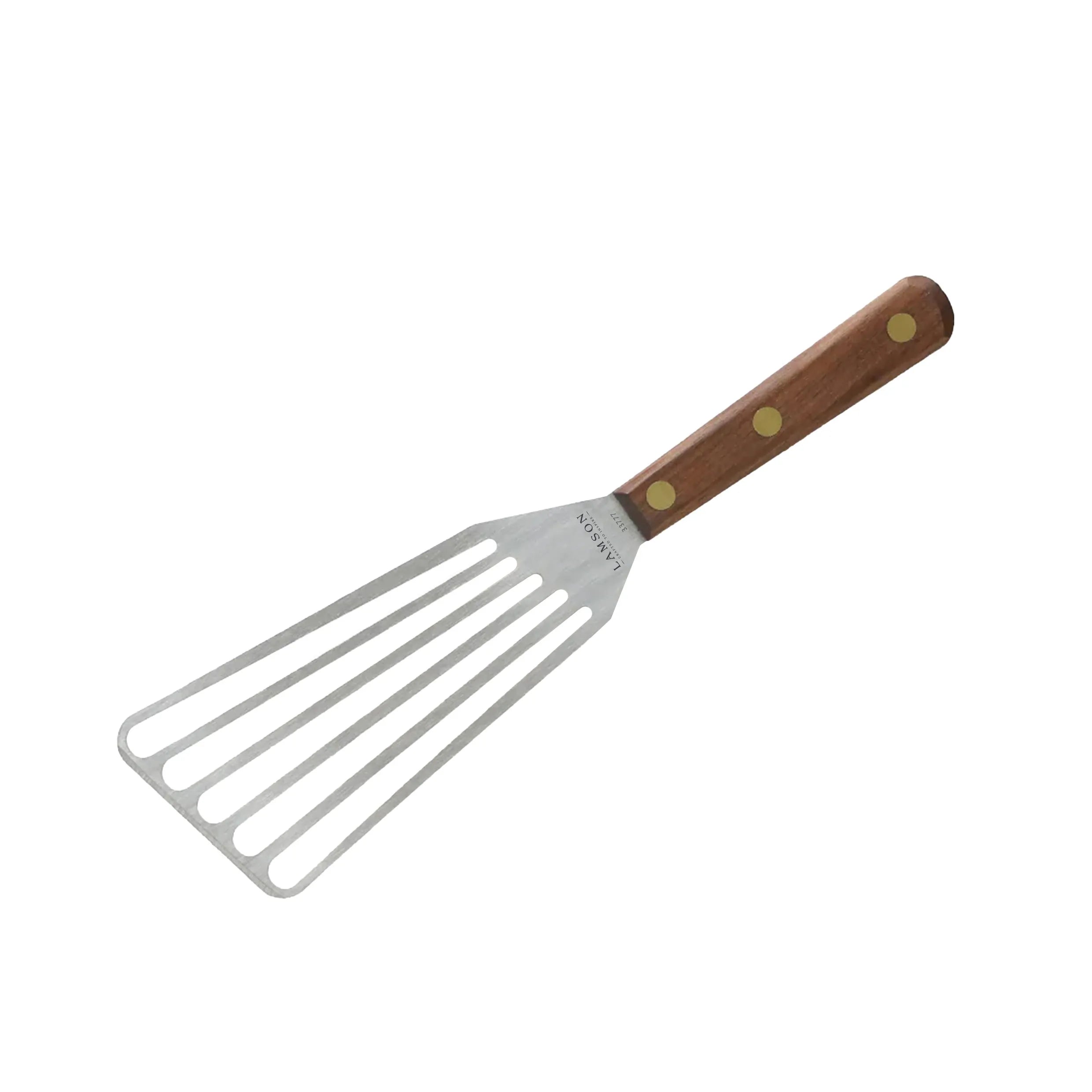 Chef’s Slotted Turner with Walnut Handle – 3″ x 6"