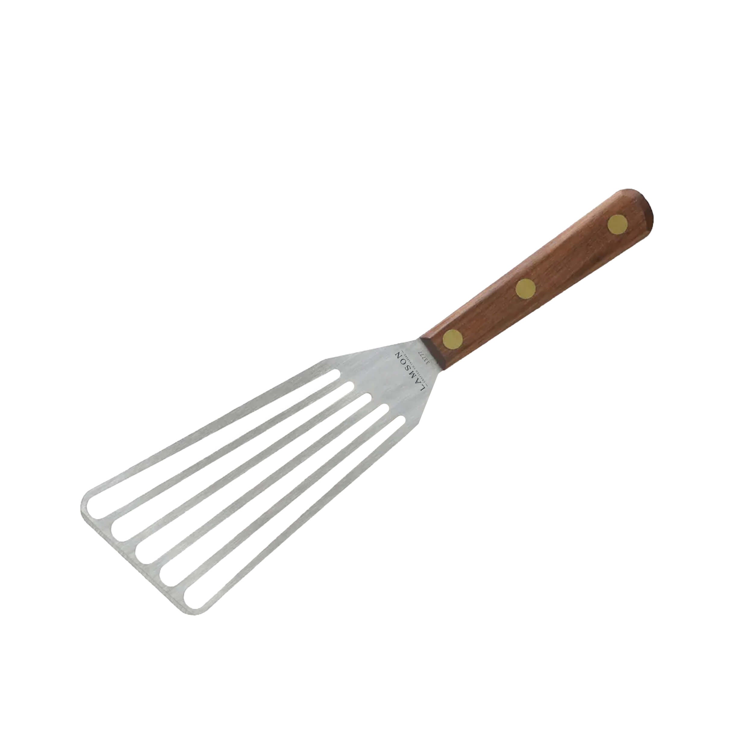 Chef’s Slotted Turner with Walnut Handle – 3″ x 6″
