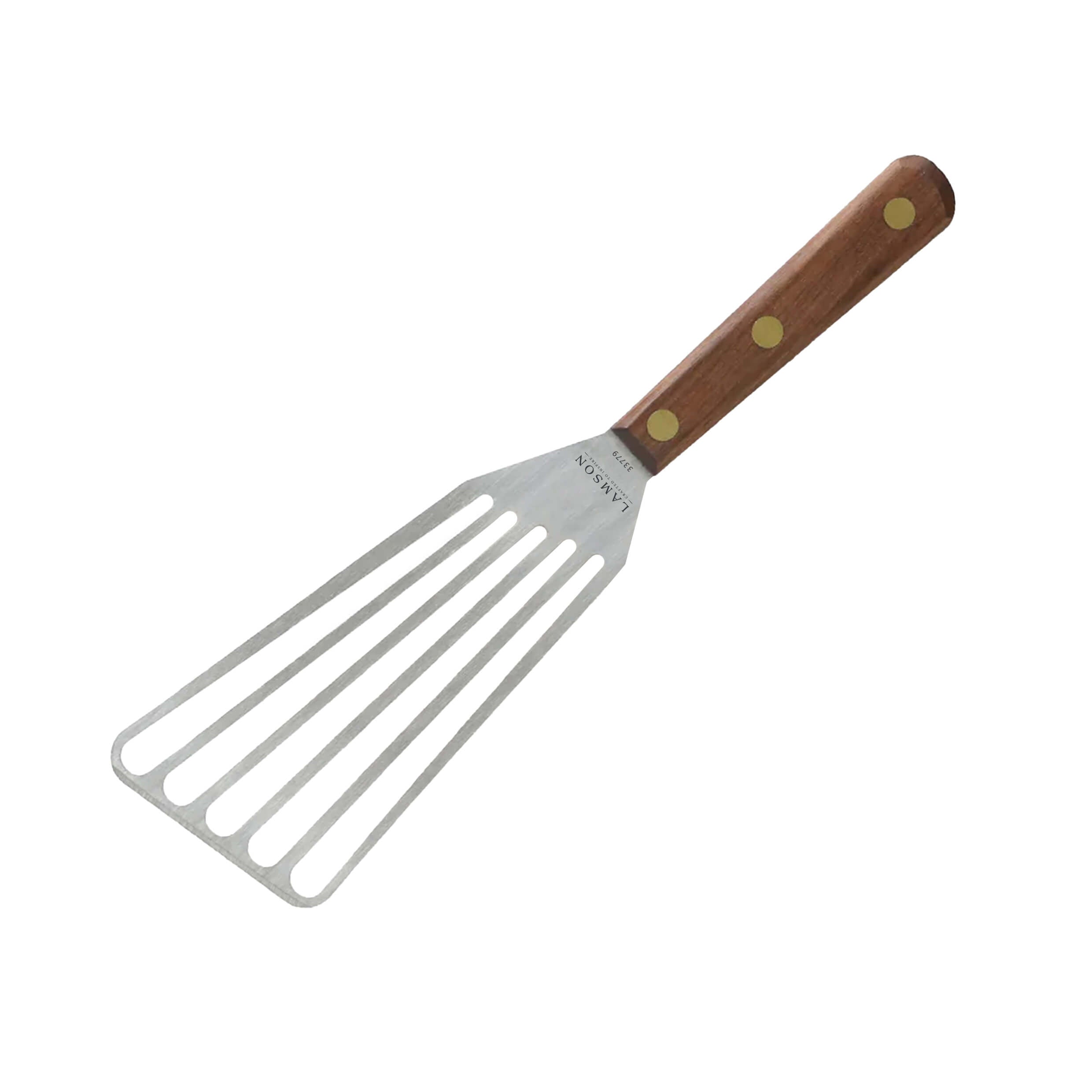 4″ x 9″ Jumbo Slotted Chef’s Turner, Walnut Handle, Right or Left Hand