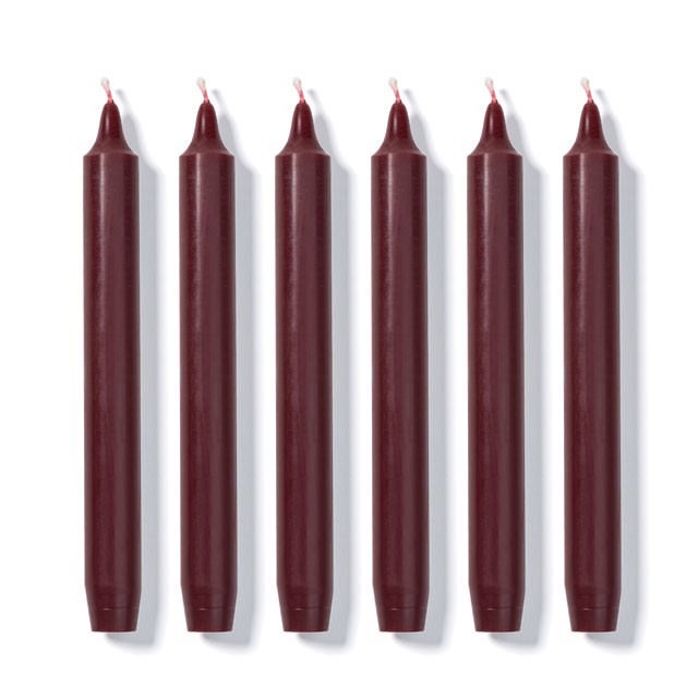 Madeleine Taper Candles in Bordeaux, Box of 6