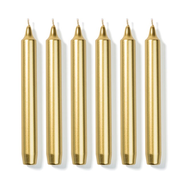 Madeleine Taper Candles in Gold, Box of 6