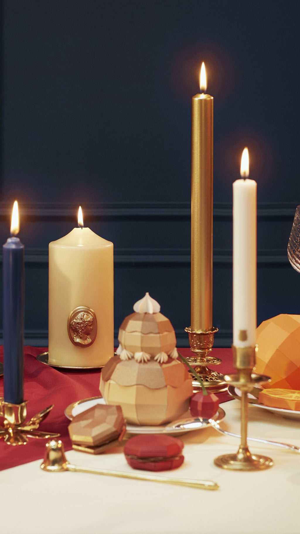 Madeleine Taper Candles in Gold, Box of 6