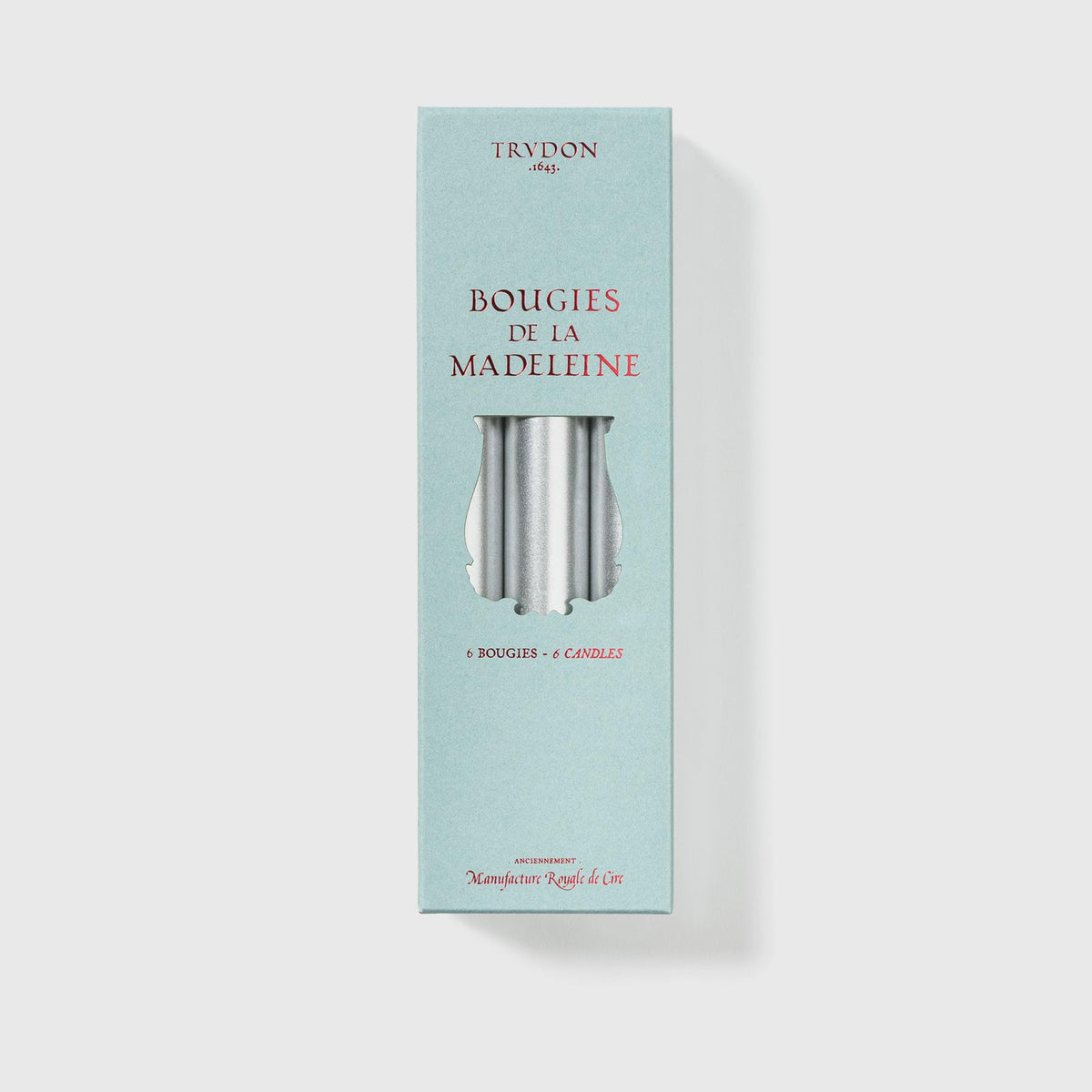Madeleine Taper Candles in Silver, Box of 6