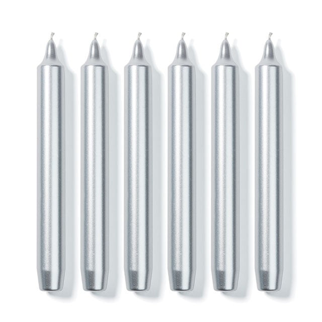 Madeleine Taper Candles in Silver, Box of 6