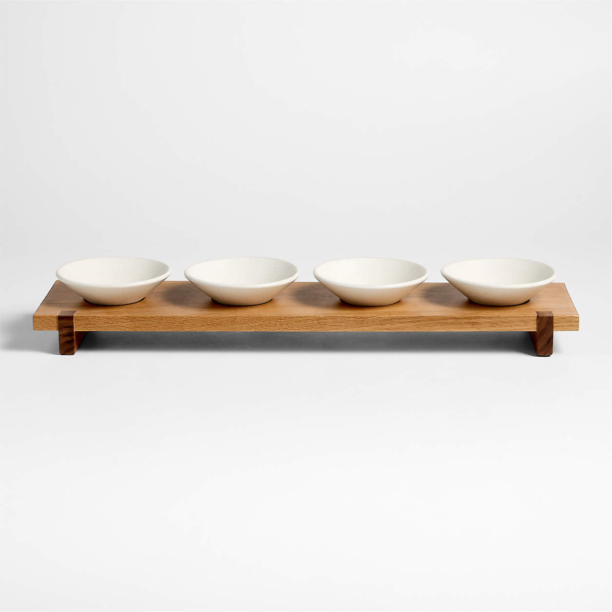 Basel Mise En Place 24" White Oak Serving Board with Four 5" Bowls by Daniel Humm