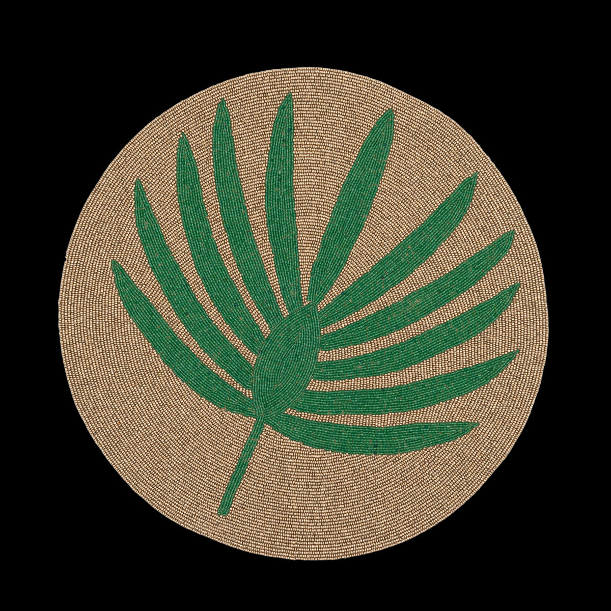 Palm Frond Hand Beaded Placemat in Green