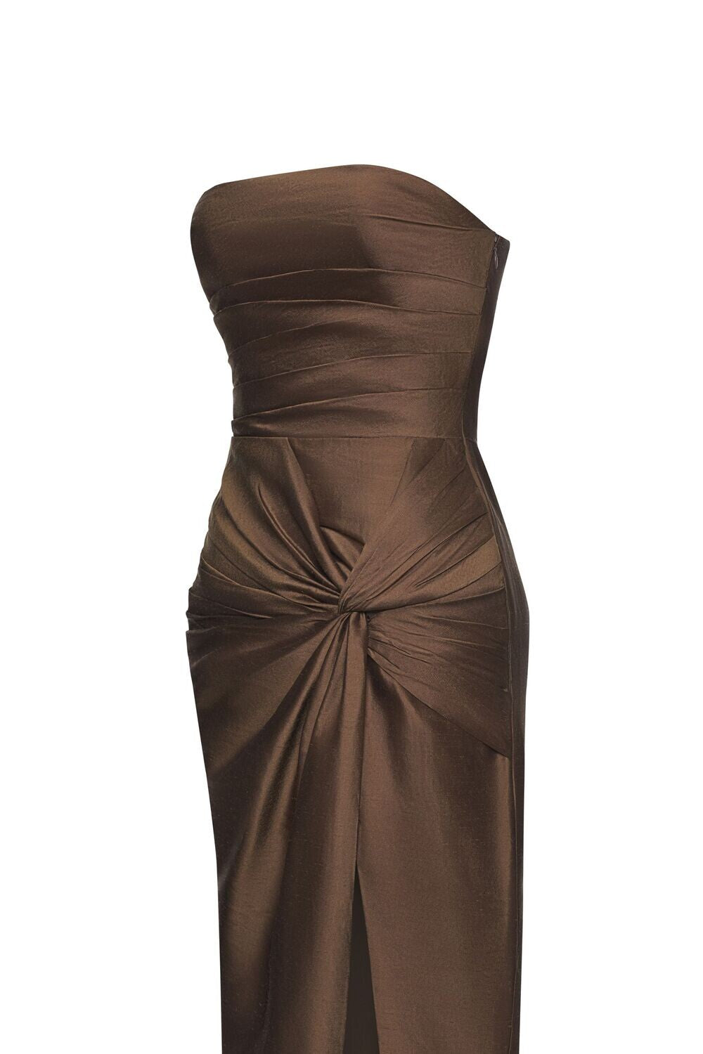 Nikki SIlk Draped Dress in Brown