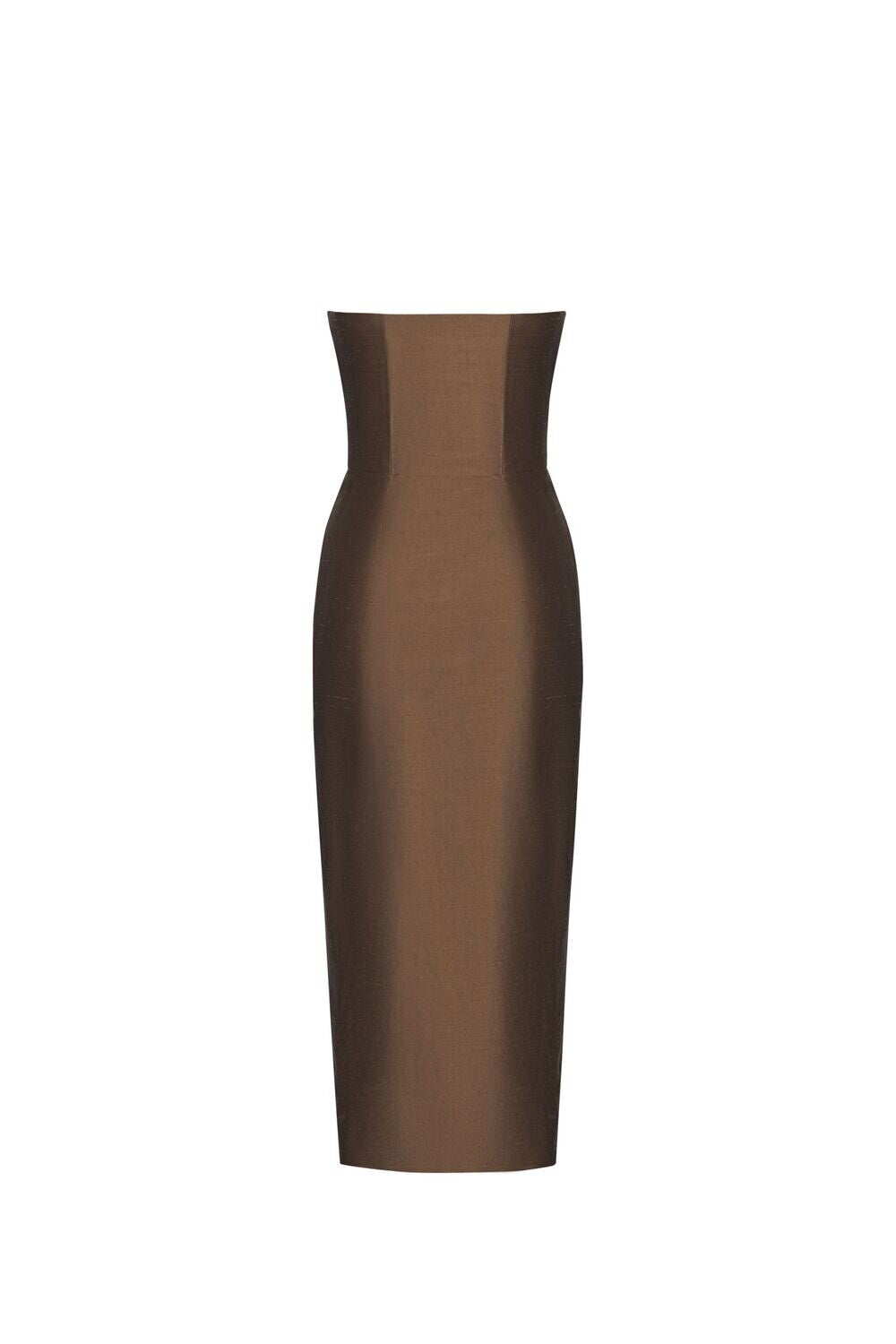 Nikki Silk Draped Dress in Brown Brown / US 8 Nikki Silk Draped Dress in Brown Brown / US 8