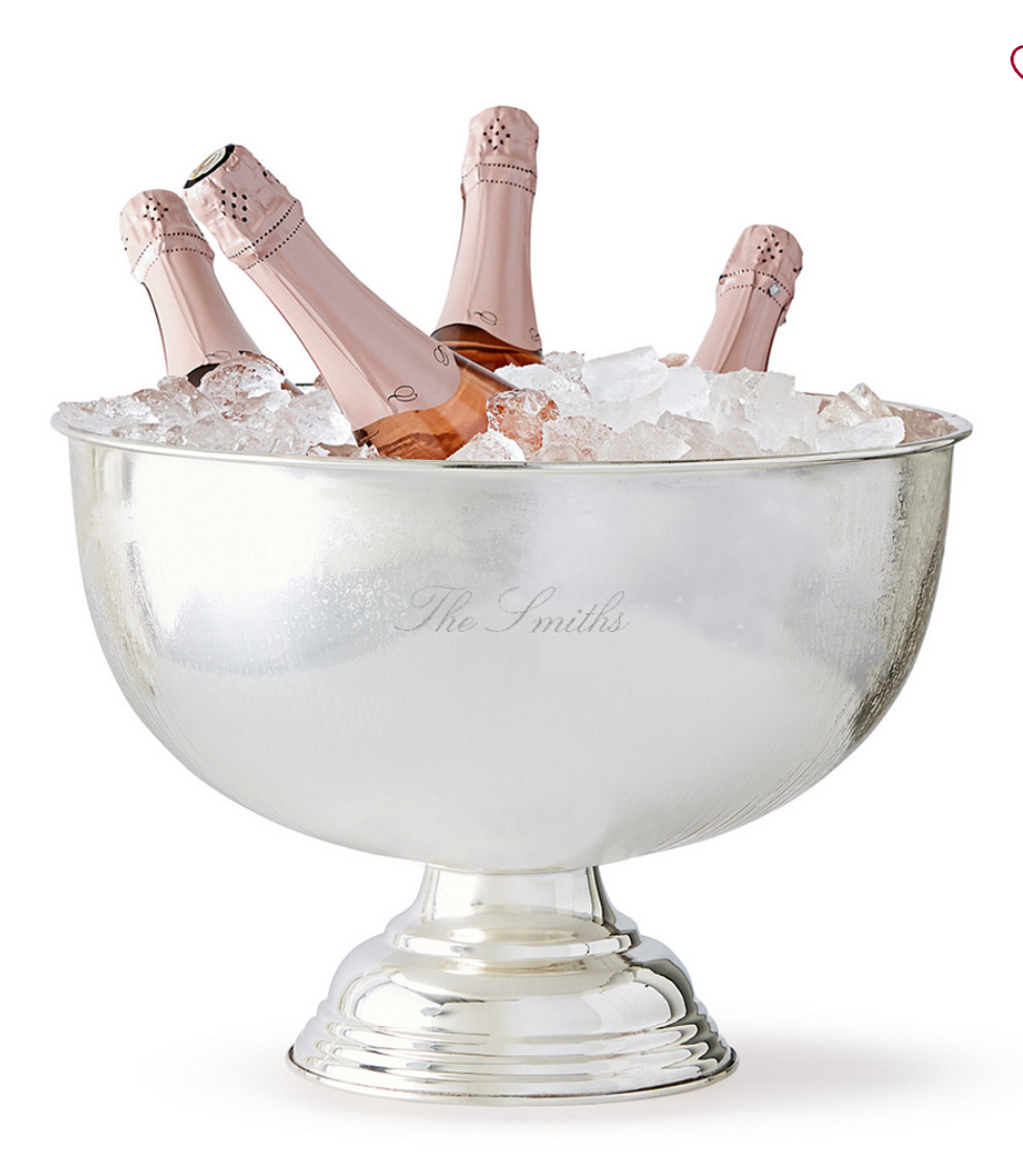 Celebration Wine Bowl [Size Large, Silver, Design Template: Lucia PZ - AJ9 Text Line 1: "The Smiths"]
