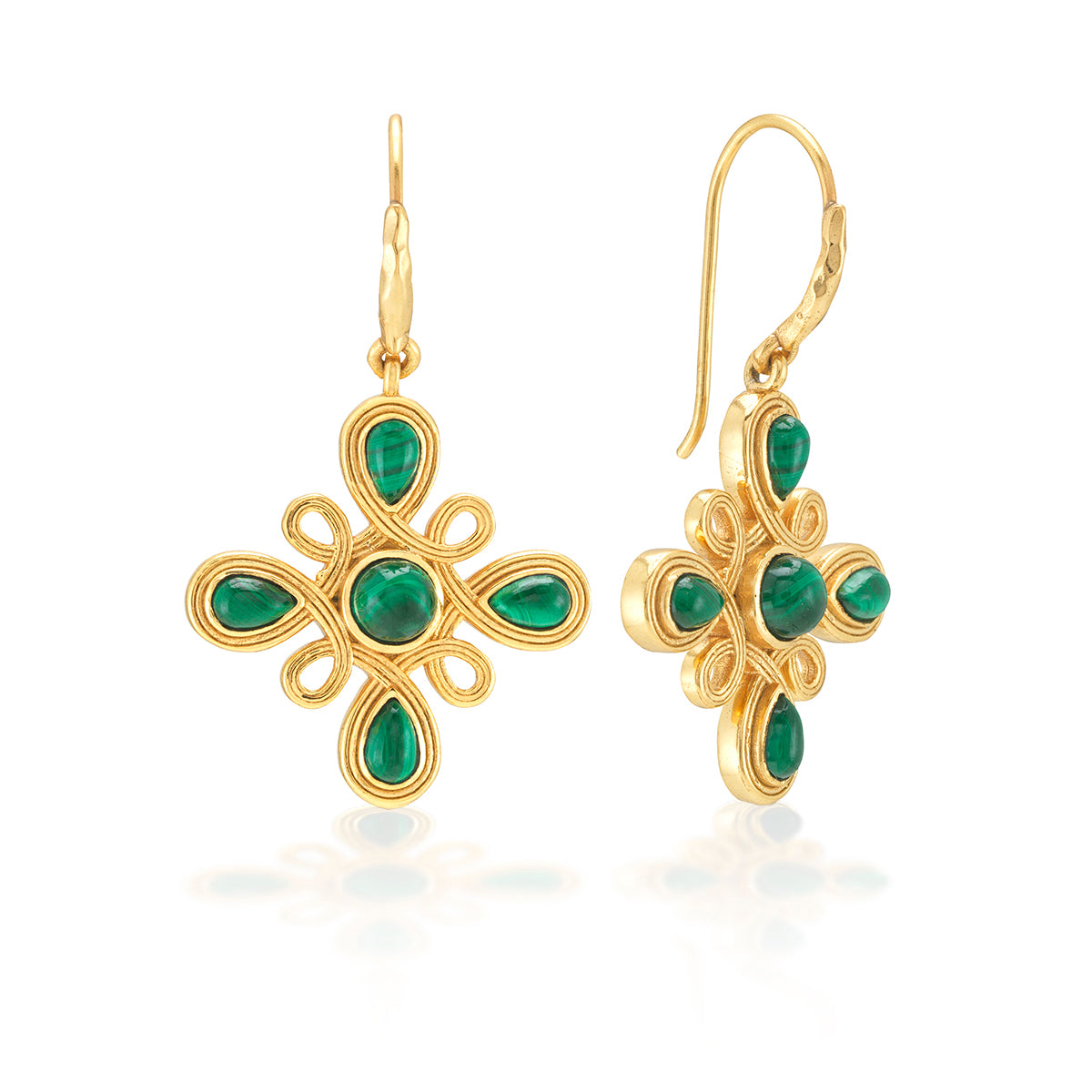 Monique Gem Dangle Earrings in Malachite