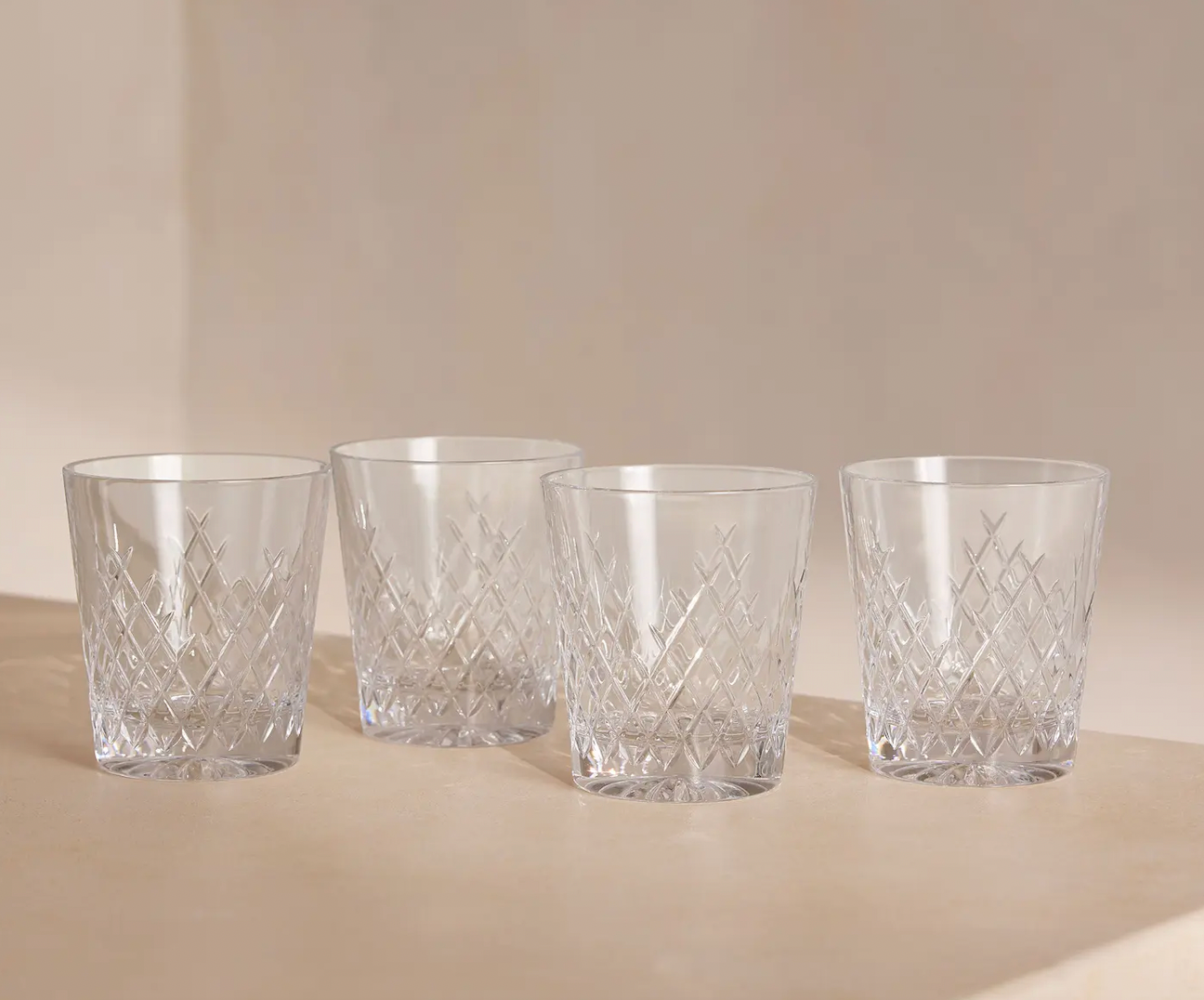 Barwell Cut Crystal Rocks Glass, Set of Four