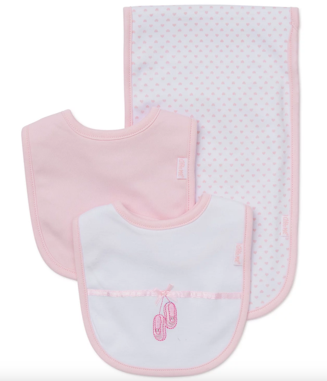 Baby Girls Ballerina Bibs and Burp Cloth, Pack of 3