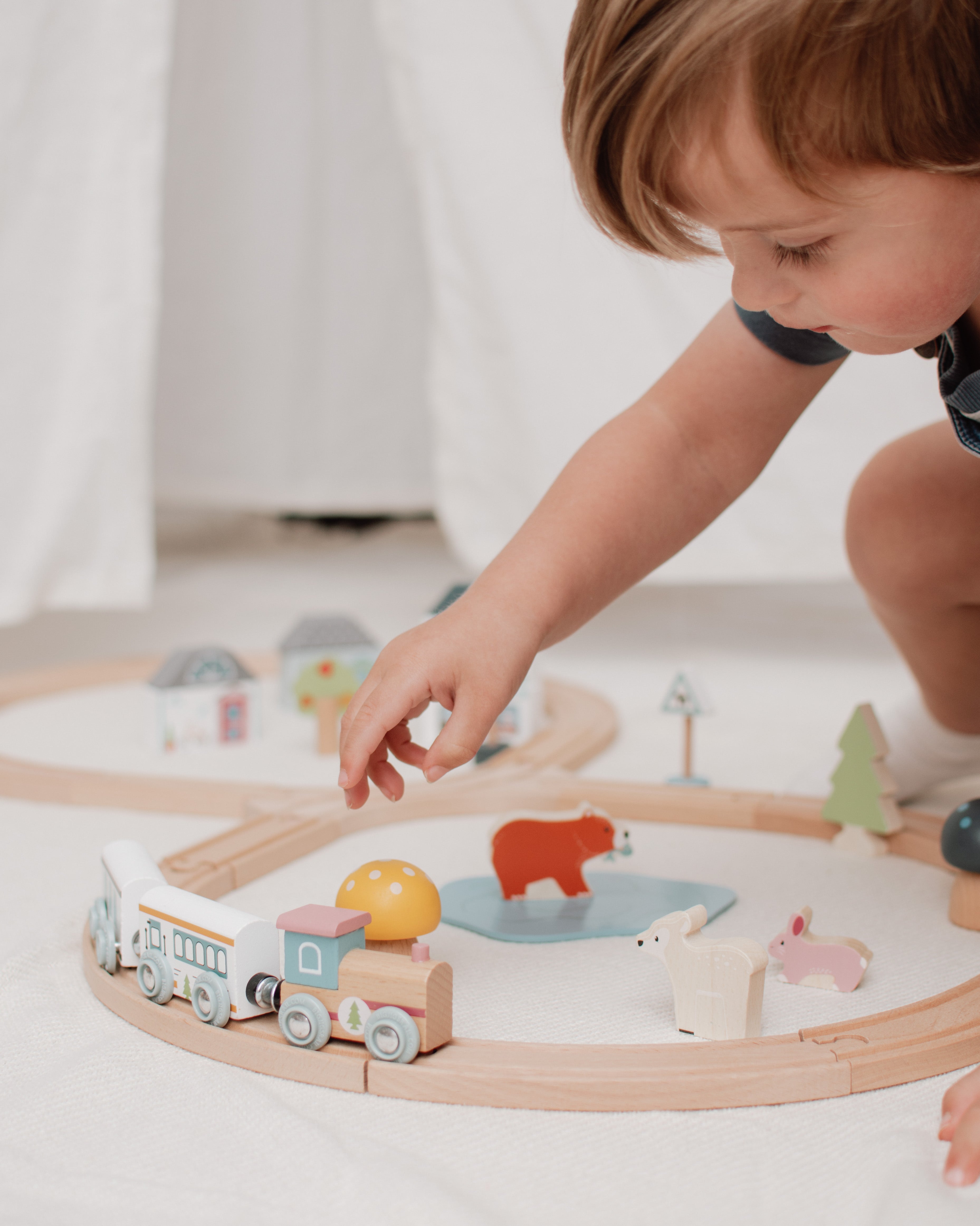 FSC® Certified woodland Animal Train Set | Eco-Friendly Wooden