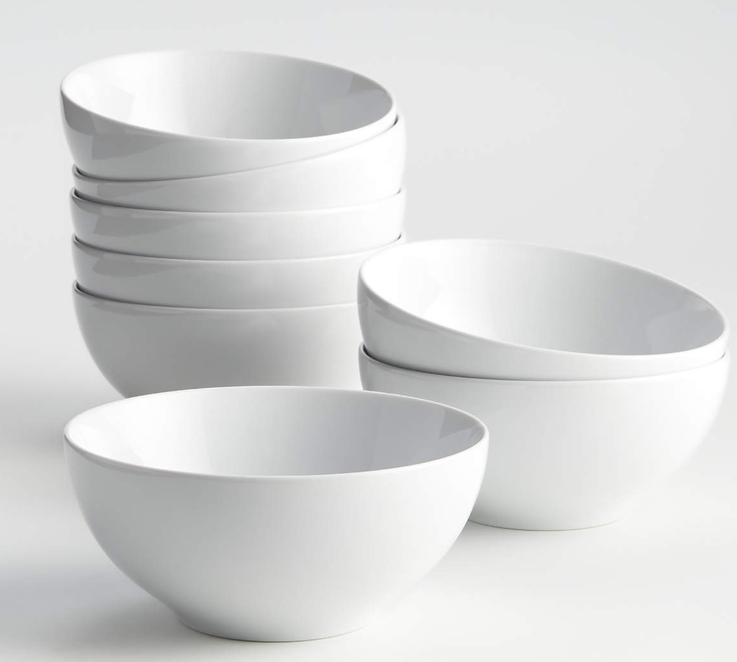 Aspen 6.25" Porcelain Cereal Bowls, Set of 8