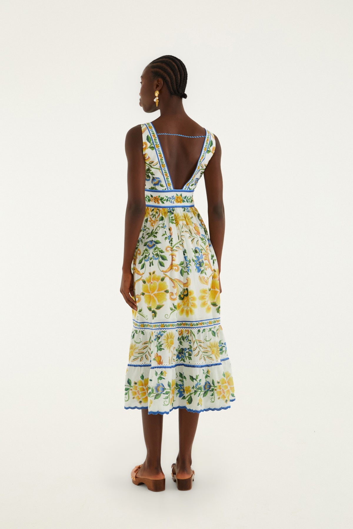 Emily Floral Tapestry Off White Midi Dress