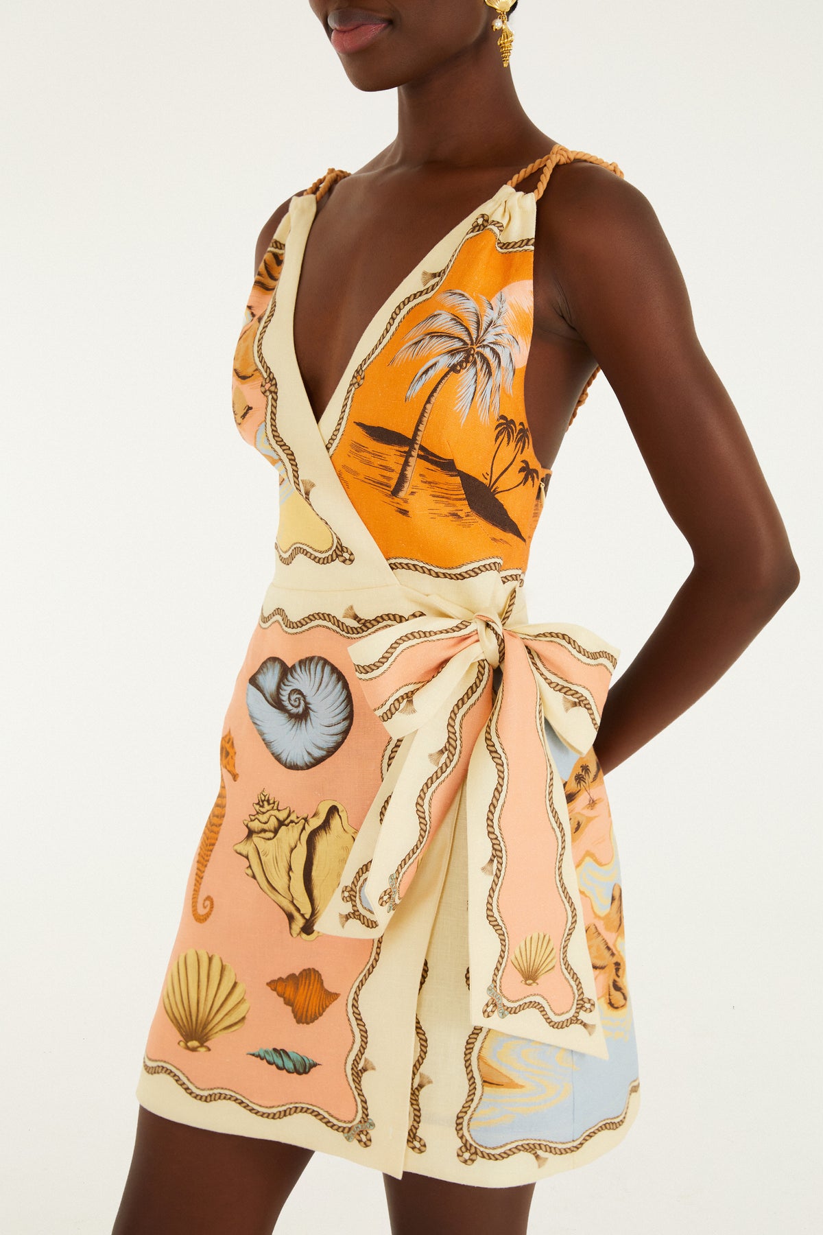 Rio Souvenir Mixed Scarf Multicolor Sleeveless Mini Dress