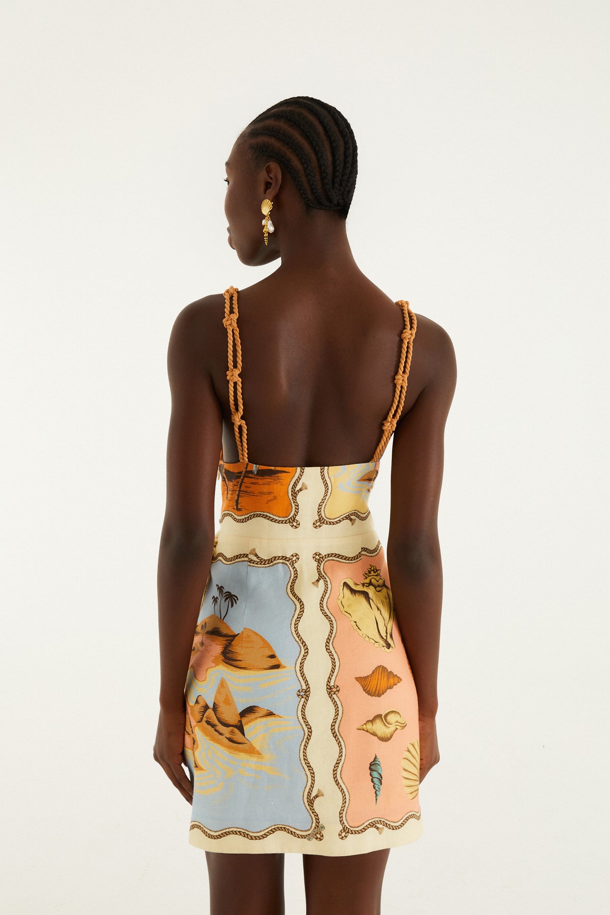 Rio Souvenir Mixed Scarf Multicolor Sleeveless Mini Dress