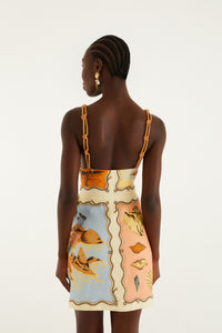 Rio Souvenir Mixed Scarf Multicolor Sleeveless Mini Dress