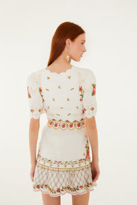 Flower Embroidery Short Sleeve Mini Dress
