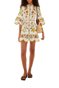 Lemon Bouquet Off White Mini Dress