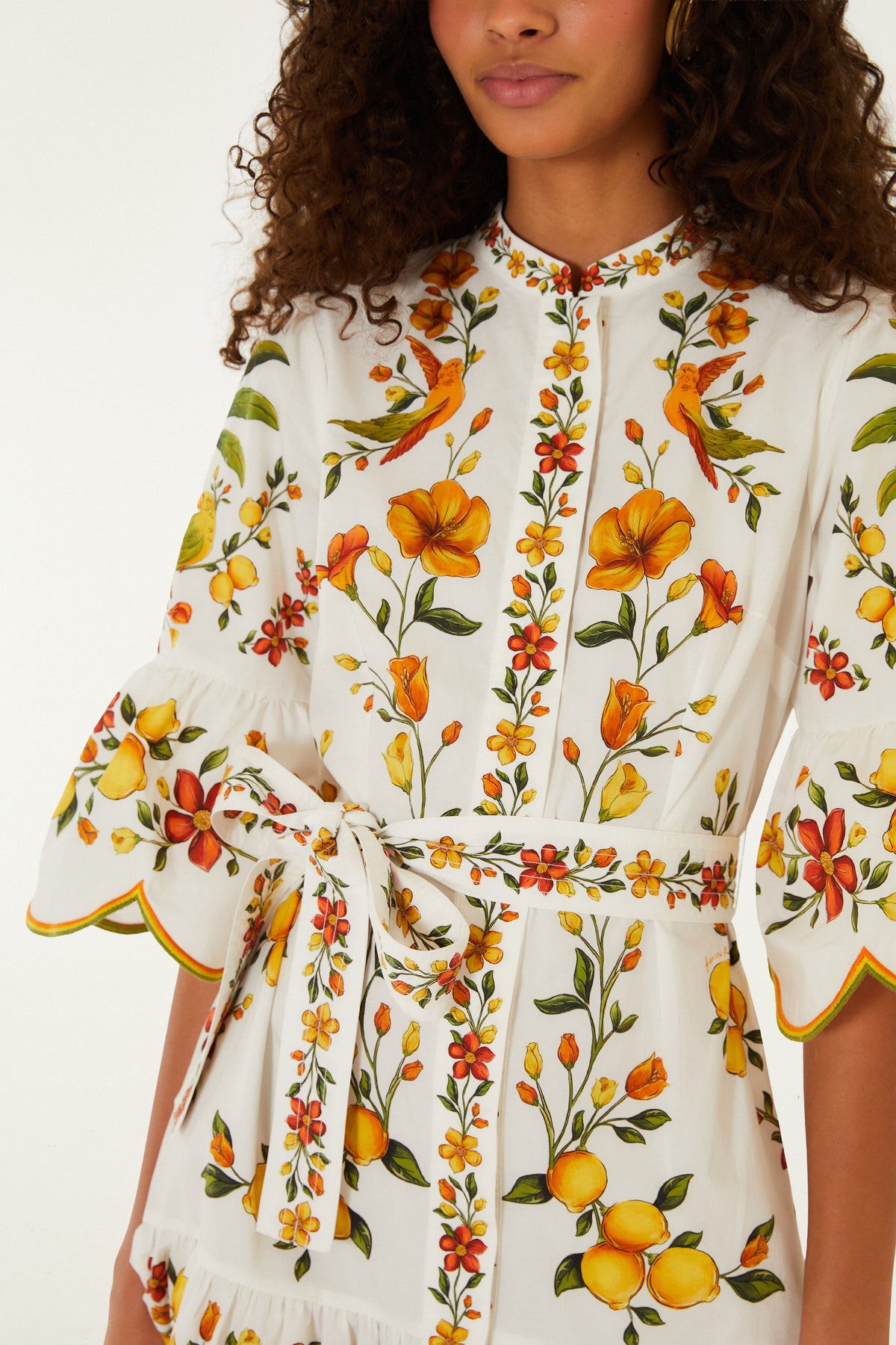 Lemon Bouquet Off White Mini Dress