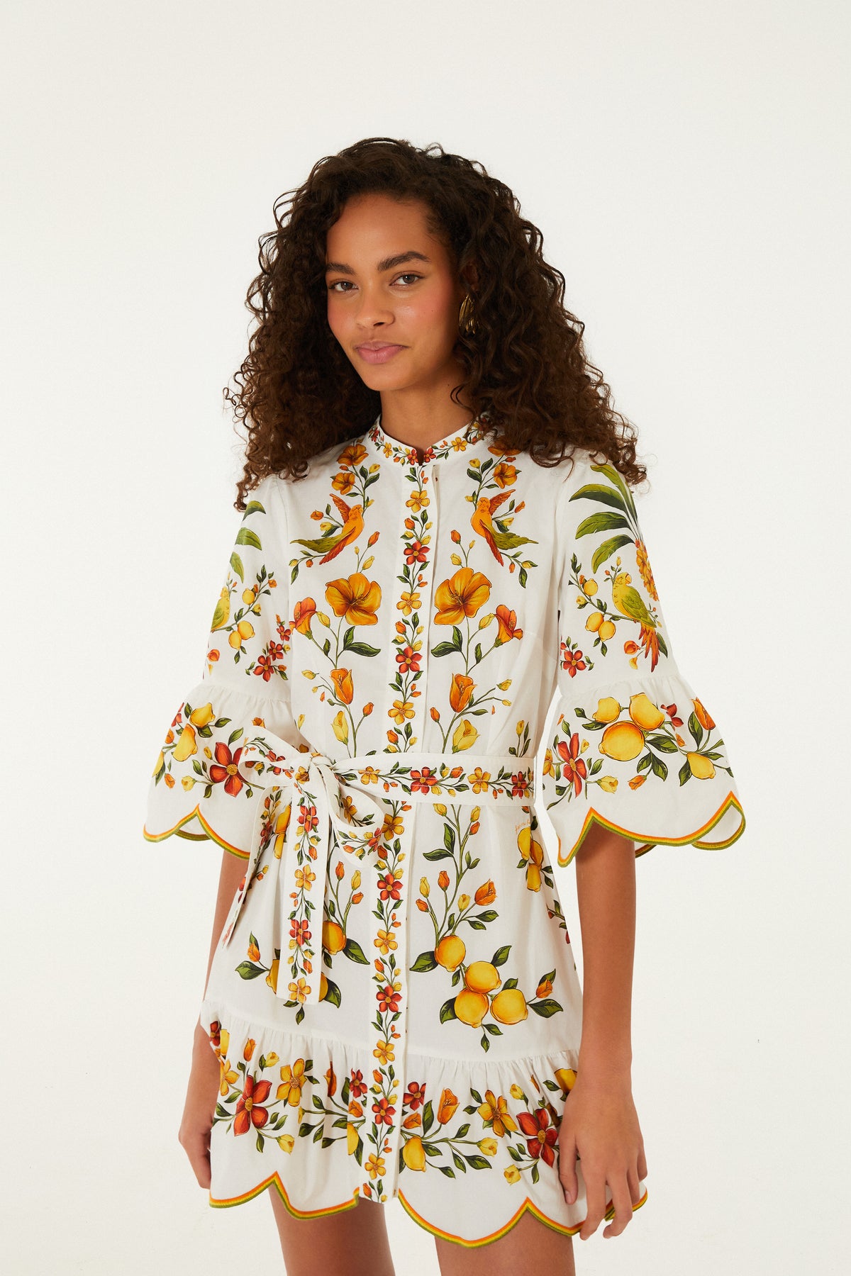 Lemon Bouquet Off White Mini Dress