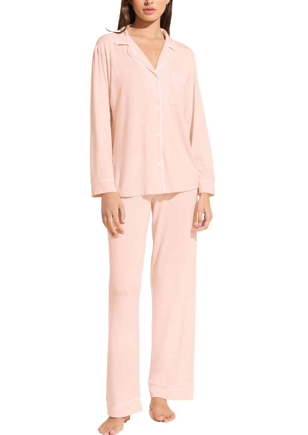Gisele Tencel Modal Long PJ Set in Petal Pink/Ivory