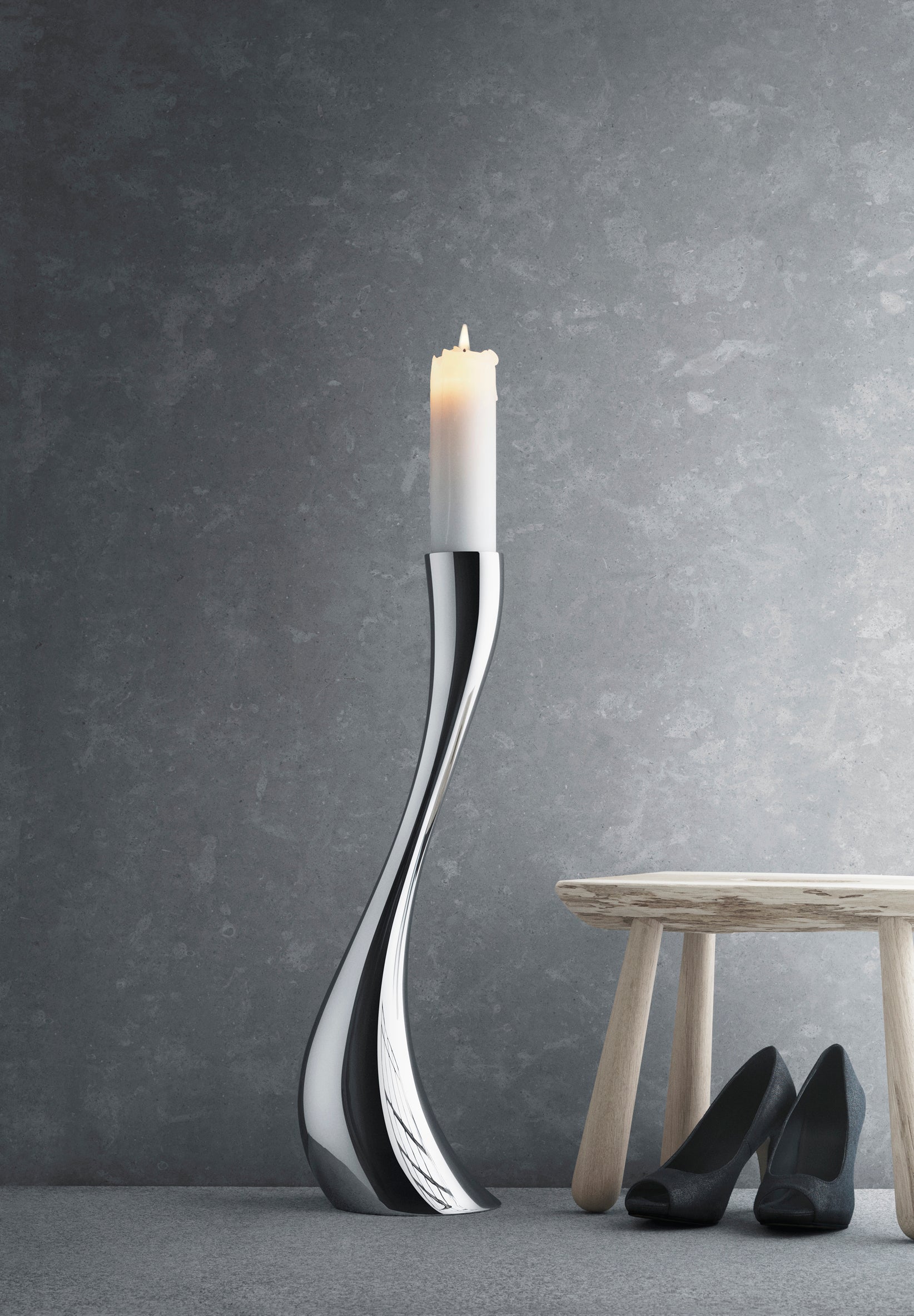 Cobra Floor Large Candleholder in Stainless Steel Mirror