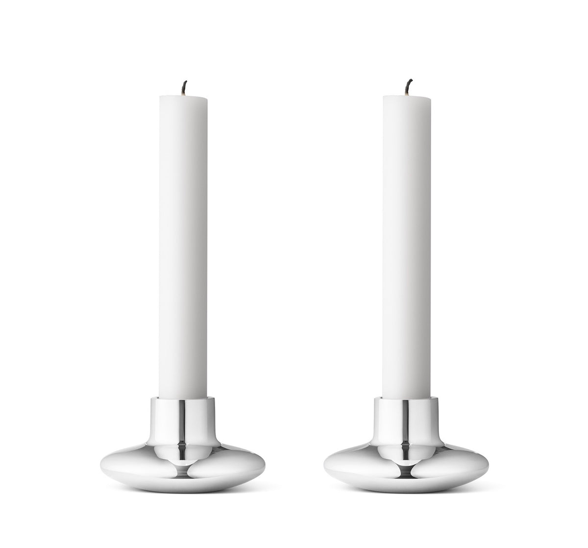 Henning Koppel Candle Holder in Stainless Steel Mirror, Set of 2