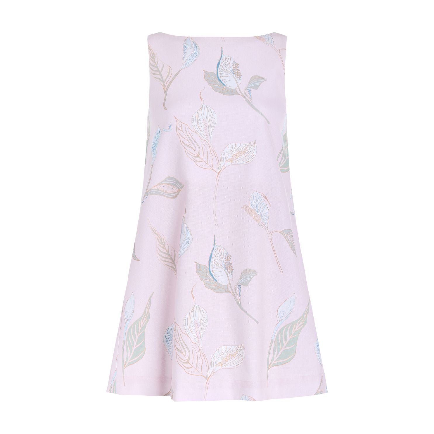 Pleated-Back Mini Dress in Rose Peace Lily