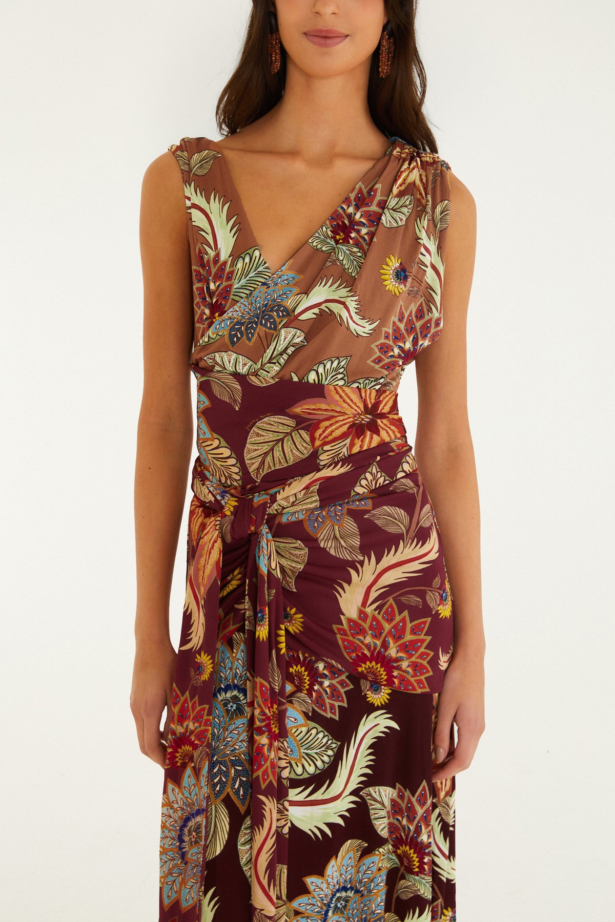 Delhi Floral Mix Sleveless Midi Dress