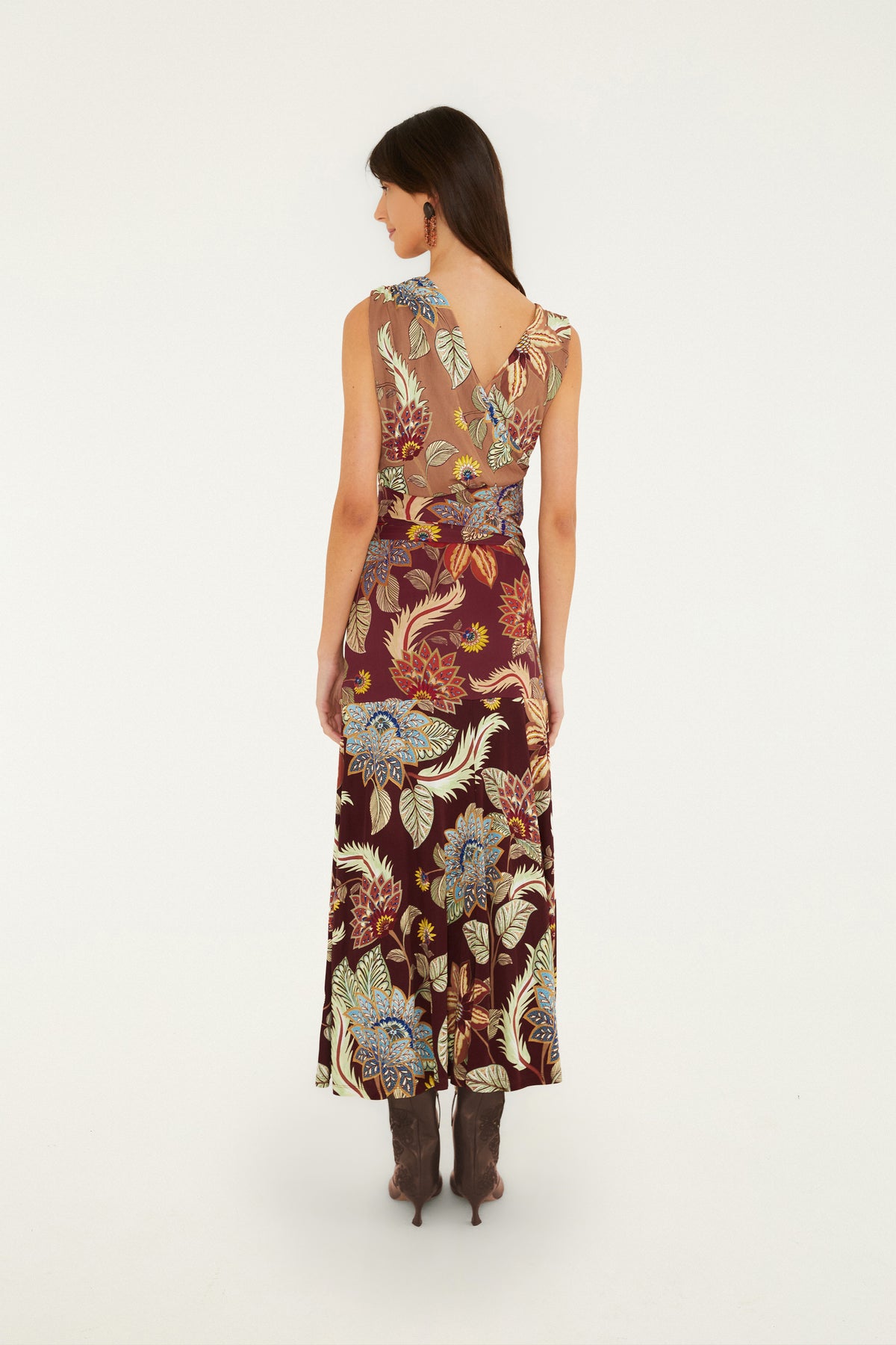 Delhi Floral Mix Sleveless Midi Dress