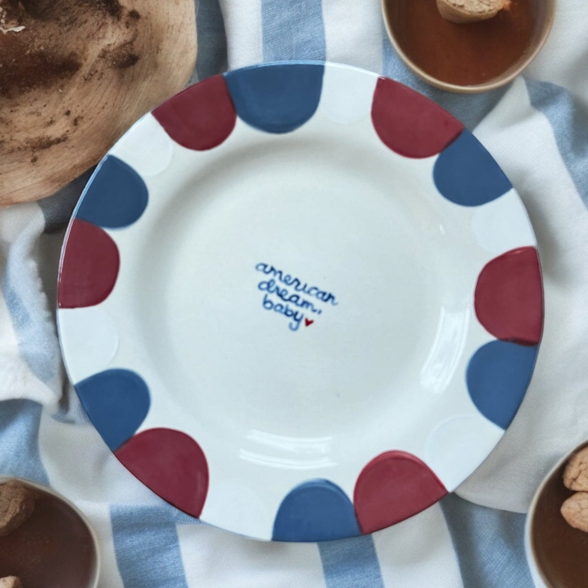 Hand-painted “American Dream, Baby” Plates, Set of 2