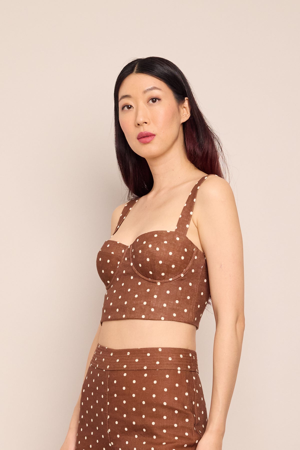 Claudine Top in Dots Khaki