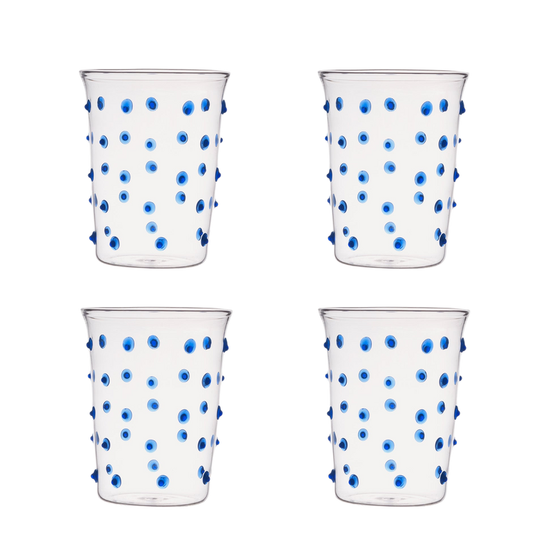 Blue Pom Tumbler, Set of 4