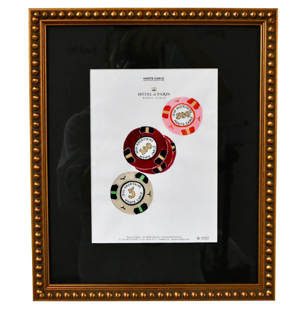 "Winnings" Framed Original Mixed Media on Hotel Stationery From Monte Carlo
