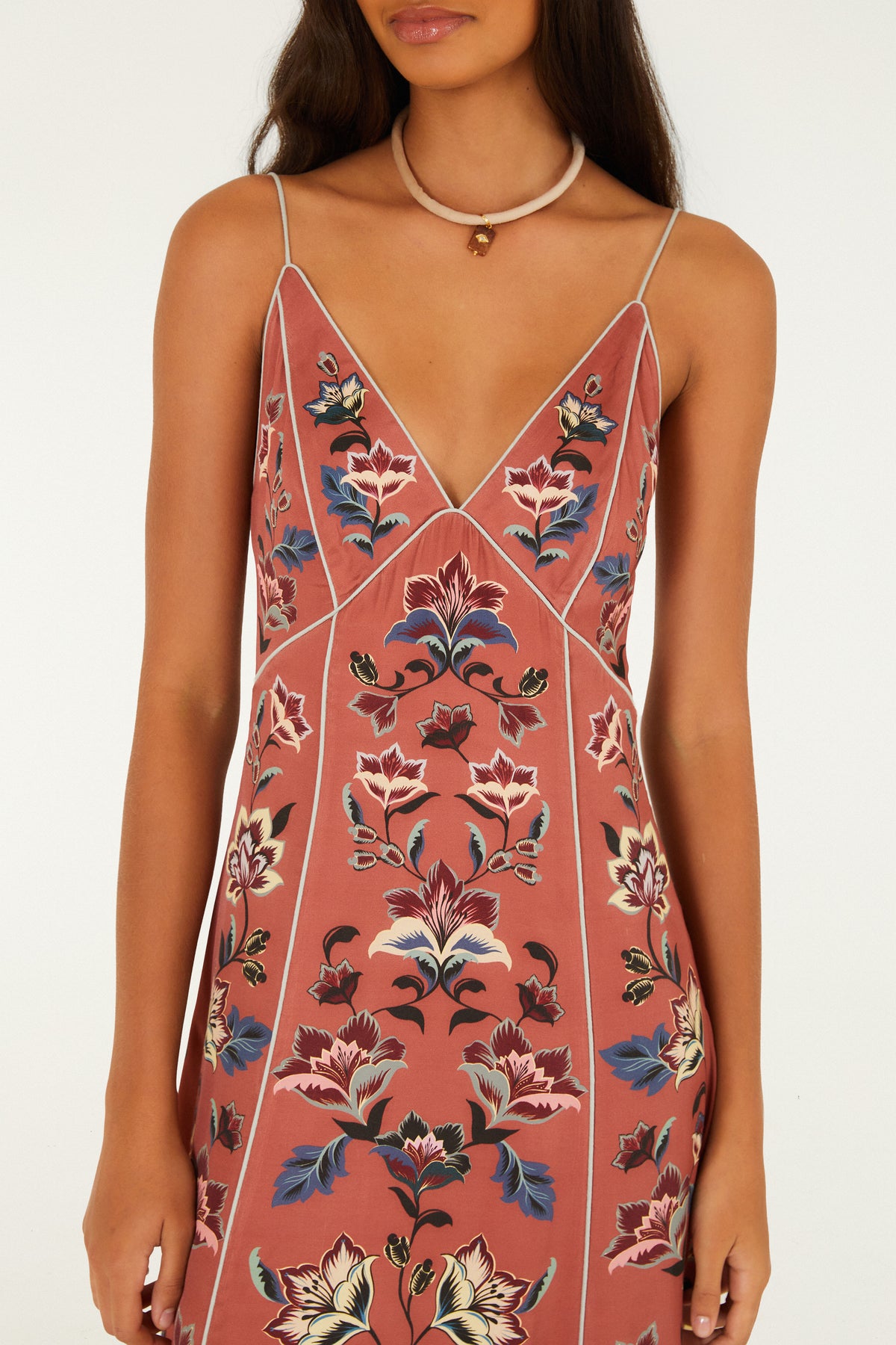 Floral Beauty Tapestry Blush Pink Maxi Slip Dress