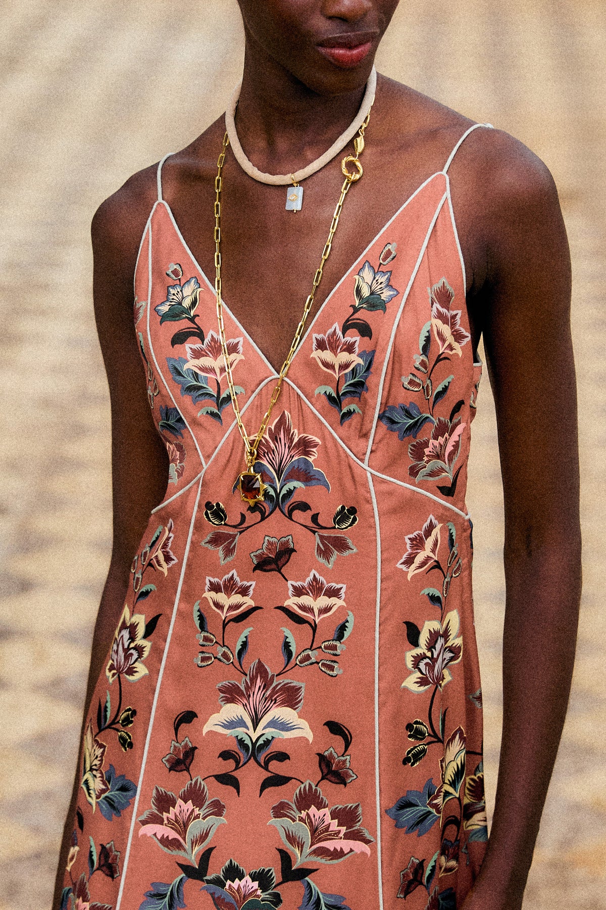 Floral Beauty Tapestry Blush Pink Maxi Slip Dress