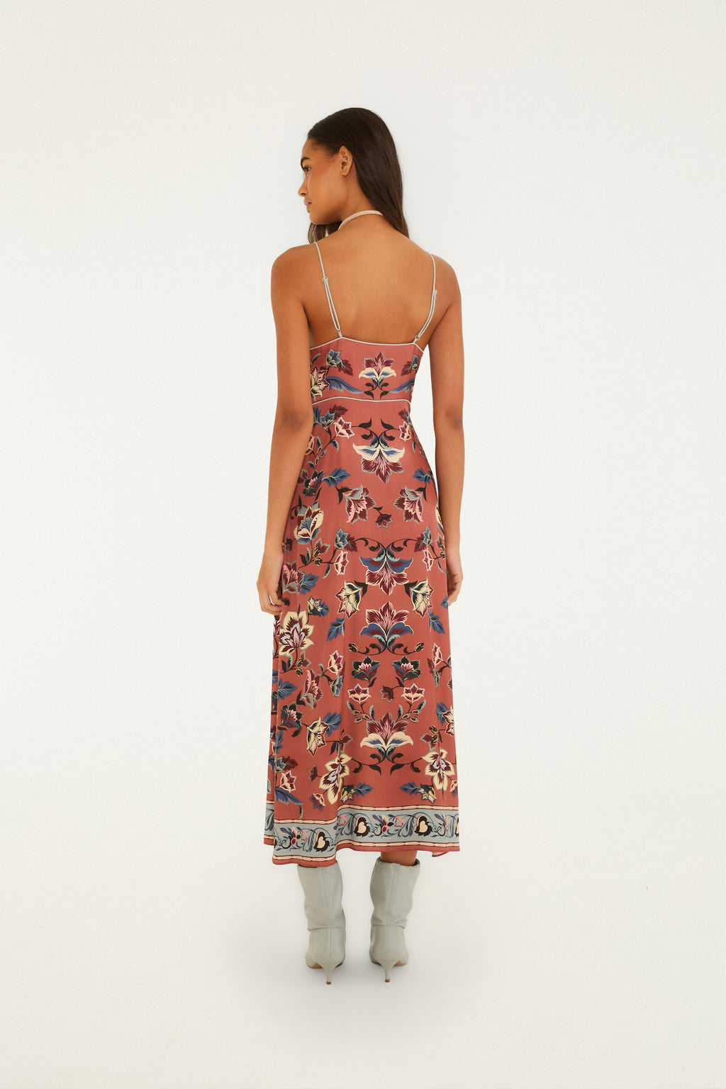 Floral Beauty Tapestry Blush Pink Maxi Slip Dress