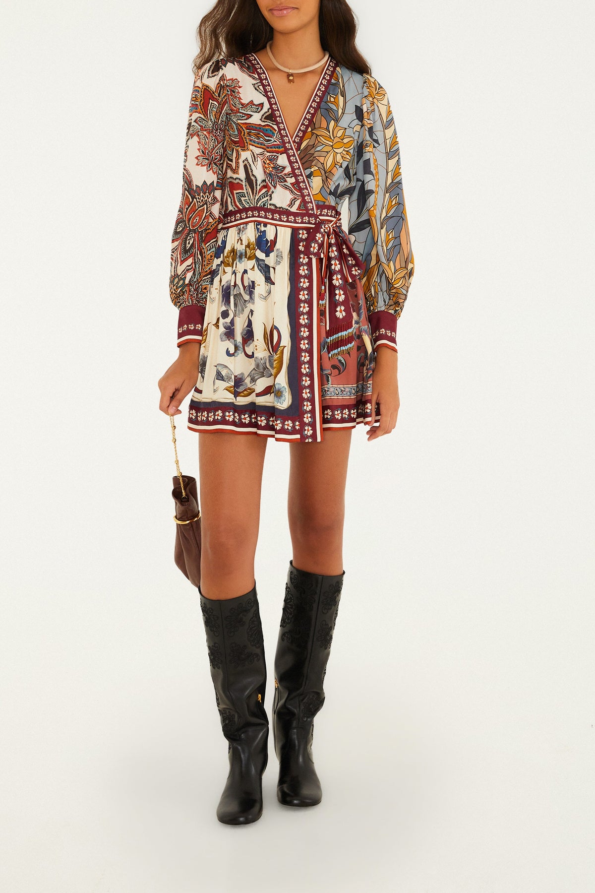 Stained Glass Beauty Mixed Scarves Mini Dress