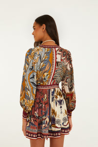 Stained Glass Beauty Mixed Scarves Mini Dress
