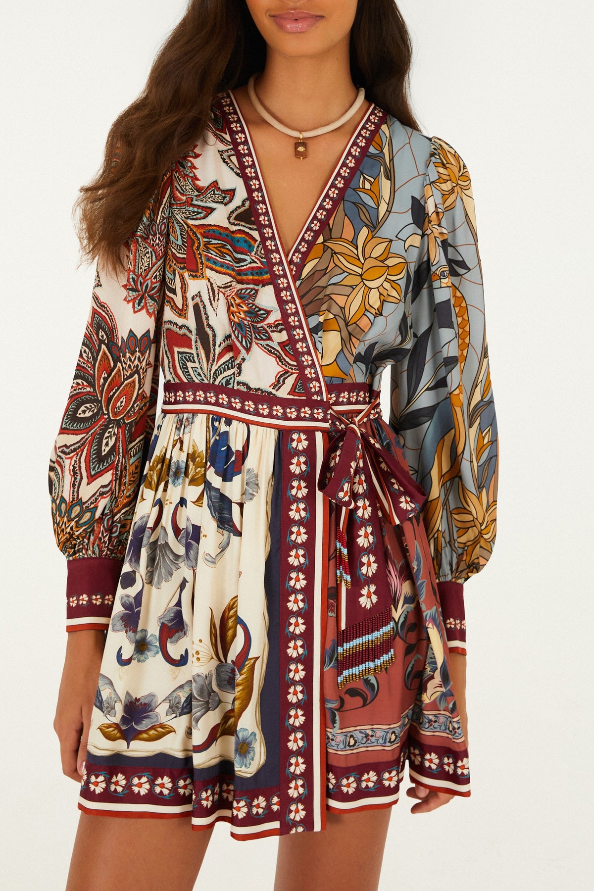 Stained Glass Beauty Mixed Scarves Mini Dress