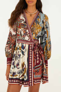 Stained Glass Beauty Mixed Scarves Mini Dress