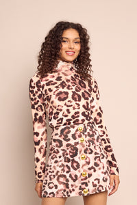 Suzie Top in Abstract Cheetah Ivory