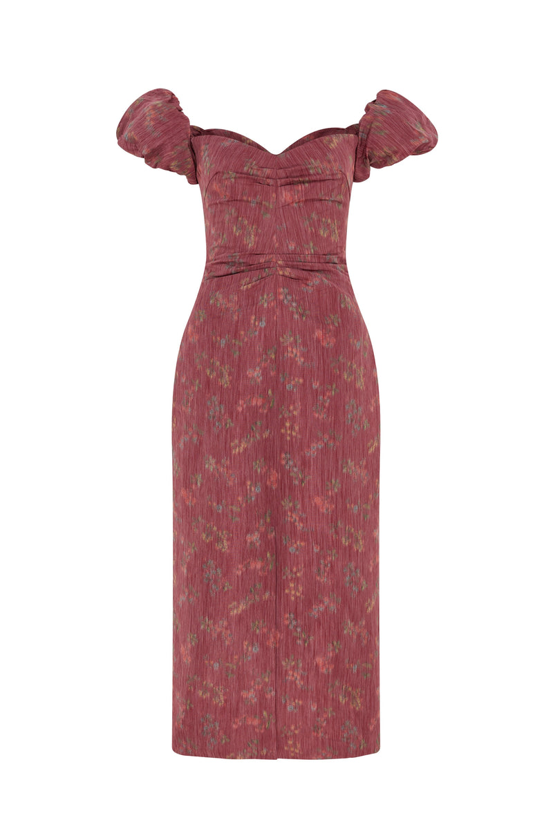 Adelaide Floral Ikat Column Midi Dress