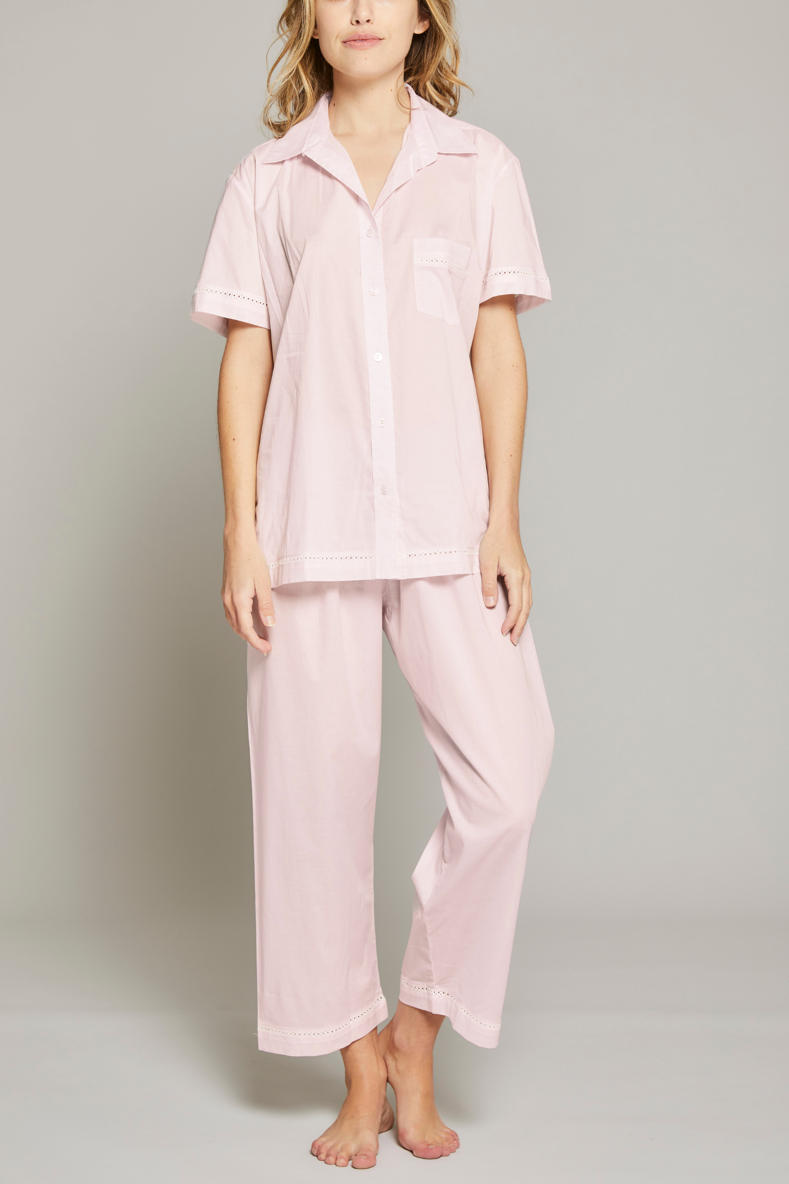 Short Sleeve Crop Pant PJ Set in Pink