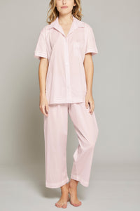 Short Sleeve Crop Pant PJ Set in Pink